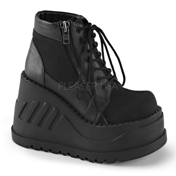 Punk Gothic Wedge Platform Ankle Boots - Picture 2 of 5